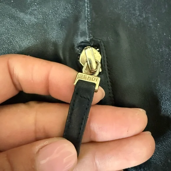 Fendi Black Leather Knee-High Wedge Boots with Textured Platform - Picture 2 of 4